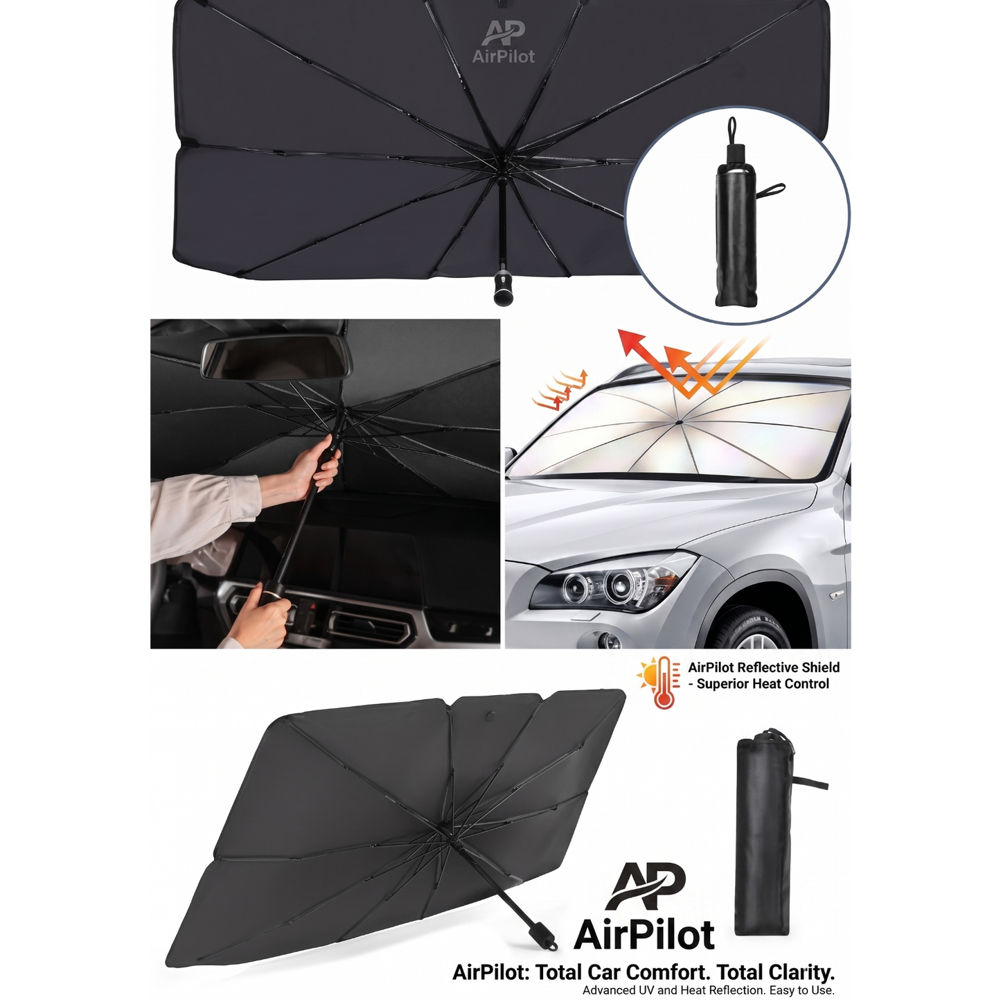 🚗 AirPilot Şemsiye Tip Ön Cam Güneşlik
